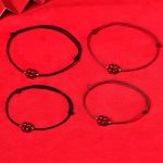 Buddha Stones Natural Cinnabar Four Leaf Clover Blessing Red String Bracelet Anklet Bracelet BS 6