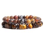 Buddha Stones 2PCS Healing Crystal Emperor Stone Tiger Eye Bead Bracelet Bracelet BS Red Jasper