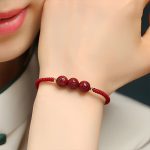 Buddha Stones Handmade Cinnabar Om Mani Padme Hum Engraved Beads Blessing Braided Bracelet Bracelet BS 2