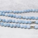 Buddha Stones 108 Mala Beads Aquamarine Healing Bracelet Mala Bracelet BS 3