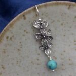 Buddha Stones 925 Sterling Silver Turquoise Lazurite Flower Leaf Serenity Protection Hook Drop Dangle Earrings Earrings BS 2