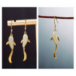 Fish Pattern Jade Luck Dangle Drop Earrings Earrings BS 14