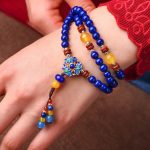 Buddha Stones Lazurite Yellow Agate Positive Bracelet Mala Bracelet BS 3