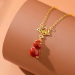 Buddha Stones 925 Sterling Silver Red Agate Gourd Auspicious Clouds Confidence Bracelet Necklace Pendant Earrings Set Bracelet Necklaces & Pendants BS 3