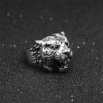 Buddha Stones Men's Animal Tiger Head Titanium Steel Balance Calm Punk Rock Biker Ring Ring BS 13