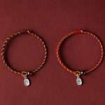 Buddha Stones Handcrafted Red Gold Rope Lotus Peace And Joy Charm Braid Bracelet Bracelet BS 19