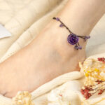 Buddha Stones Amethyst Pink Crystal Green Aventurine Rose Inner Peace Healing Anklet Anklet BS 3