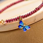 Buddha Stones Garnet Tourmaline Butterfly Protection Bracelet Anklet Bracelet Anklet BS 9
