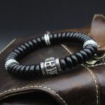 Buddha Stones Natural Tibetan Coconut Shell Om Mani Padme Hum Positive Bracelet Bracelet BS 6