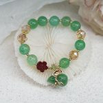 Buddha Stones Natural Red Agate Green Agate Gourd Cinnabar Flower Beads Confidence Bracelet 5