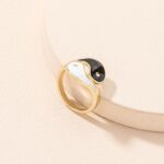 Buddha Stones Yin Yang Symbol Adjustable Blessing Couple Ring Rings BS 3