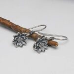 Buddha Stones 925 Sterling Silver Lotus Flower Enlightenment Earrings Earrings BS 4