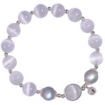 Buddha Stones 925 Sterling Silver Cat Eye Moonstone Love Support Bracelet Bracelet BS 10