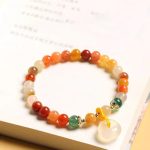 Buddha Stones 14K Gold Plated Colorful Golden Silk Jade Peace Buckle Wealth Bracelet Bracelet BS 4