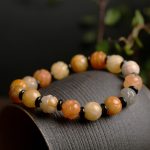 Buddha Stones Golden Silk Jade Lotus Wealth Luck Bracelet Bracelet BS 1