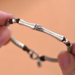 Buddha Stones 999 Sterling Silver Bamboo Pattern Cicada Luck Wealth Bracelet Bracelet BS 14