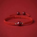 Buddha Stones Lucky Cinnabar Bead Blessing Red String Bracelet Bracelet BS Red(Wrist Circumference 14-18cm)