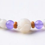 Buddha Stones Tibetan White Jade Bodhi Lotus Blessing Bracelet Bracelet BS 17