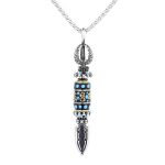 Buddha Stones Tibetan Om Mani Padme Hum Protection Wealth Rotatable Necklace Pendant Necklaces & Pendants BS 5