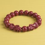 Buddha Stones Natural Double PiXiu Cinnabar Om Mani Padme Hum Wealth Luck Bead Bracelet Bracelet BS Pixiu Om Mani Padme Hum 12mm