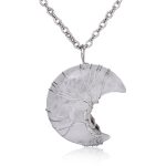 Buddha Stones Natural Quartz Crystal Moon Tree Of Life Healing Energy Necklace Pendant Necklaces & Pendants BS White Quartz
