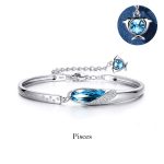 Buddha Stones 925 Silver Plated Copper 12 Constellations of the Zodiac Charm Bracelet Bracelet BS Pisces