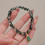 Buddha Stones Natural Green Phantom Confidence Gourd Buddha Charm Bracelet Bracelet BS 5