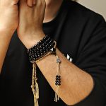 Buddha Stones Tibetan 108 Mala Beads Black Onyx Three-eyed Dzi Beads Protection Bracelet Mala Bracelet BS 11