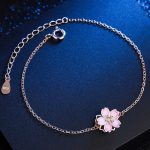 Buddha Stones 925 Sterling Silver Cherry Blossom Blessing Chain Bracelet Rotatable Ring Bracelet BS 2