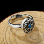 Buddha Stones Tibetan Om Mani Padme Hum Peace Rotatable Ring Ring BS 11