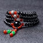 Buddha Stones 108 Beads Natural Black Obsidian Tiger Eye Mala Bracelet Mala Bracelet BS Black Obsidian&Red Agate 6mm