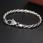 Buddha Stones 925 Sterling Silver Tibet Om Mani Padme Hum Double Dorje Vajra Twisted Design Peace Love Bracelet Bracelet BS 21cm fit for Wrist Circumference 19cm
