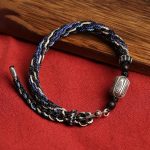 Buddha Stones 925 Sterling Silver Koi Fish Wealth Reincarnation Knot Braid String Bracelet Bracelet BS Reincarnation Knot(Wrist Circumference 15-21cm)