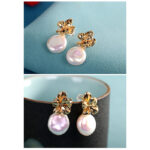 Buddha Stones 925 Sterling Silver Natural Baroque Pearl Flower Healing Drop Earrings 7
