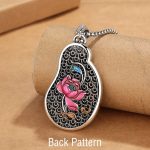 Buddha Stones Avalokitesvara Lotus Design Copper Wealth Necklace Pendant Necklaces & Pendants BS 1