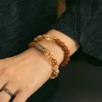 Buddha Stones Natural Citrine Crystal Rudraksha Bodhi Seed Brass Bead Prosperity Double Wrap Bracelet Bracelet BS 3