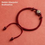 Buddha Stones 925 Sterling Silver Chinese Zodiac Natal Buddha Cinnabar Calm Bracelet Bracelet BS Rabbit-Manjushri Bodhisattva Red(Wrist Circumference 14-18cm)
