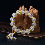 Buddha Stones Tibet White Crystal Half Demon Half Buddha Heart Sutra Lotus Healing Bracelet Bracelet BS 2