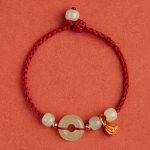 Buddha Stones Round Peace Buckle Jade Lotus Happiness Abundance Wealth String Bracelet Bracelet BS 8