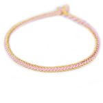 Buddha Stones Two-Color Rope Handcrafted Eight Thread Peace Knot Bracelet Bracelet BS Pink Gold(Wrist Circumference 17cm)