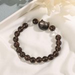Buddha Stones Natural Ice Obsidian Silver Sheen Obsidian Cute Cat Positive Bracelet Bracelet BS 2
