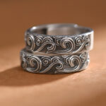 Buddha Stones 999 Sterling Silver Auspicious Clouds Engraved Blessing Adjustable Ring Ring BS 12