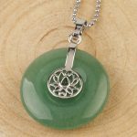 Buddha Stones Various Crystal Amethyst Pink Crystal Lotus Healing Necklace Pendant Necklaces & Pendants BS Green Aventurine