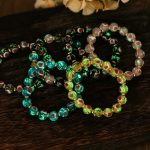 Buddha Stones Gold Swallowing Beast Family Pink Love Heart Luminous Fluorescent Liuli Glass Bead Bracelet Bracelet BS 21
