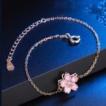 Buddha Stones 925 Sterling Silver Cherry Blossom Blessing Chain Bracelet Rotatable Ring Bracelet BS 1