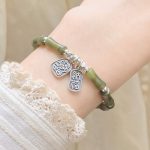 Buddha Stones 925 Sterling Silver Bamboo Jade Lucky Cat Fu Character Luck Abundance Bracelet Bracelet BS 8