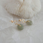 Buddha Stones Round Jade Peace Buckle Luck Drop Earrings Earrings BS 1