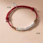 Buddha Stones 999 Sterling Silver Luck Bamboo Attract Fortune Colorful Red Rope Bracelet Bracelet BS 5