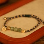 Buddha Stones Handcrafted Hetian Jade Lotus Charm Luck Braided Bracelet Bracelet BS 6