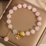 Buddha Stones Natural Pink Crystal Lucky Flower Warmth Bracelet Bracelet BS 4